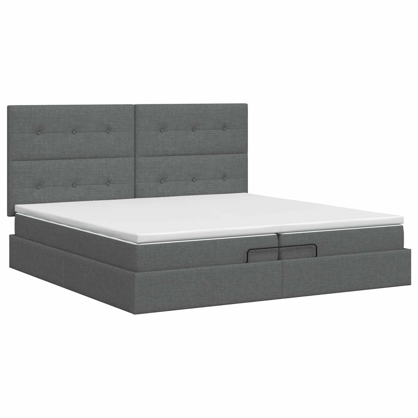 Ottoman bed met matras Donkergrijs 200 x 200 cm Stof