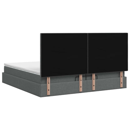 Ottoman bed met matras Donkergrijs 200 x 200 cm Stof