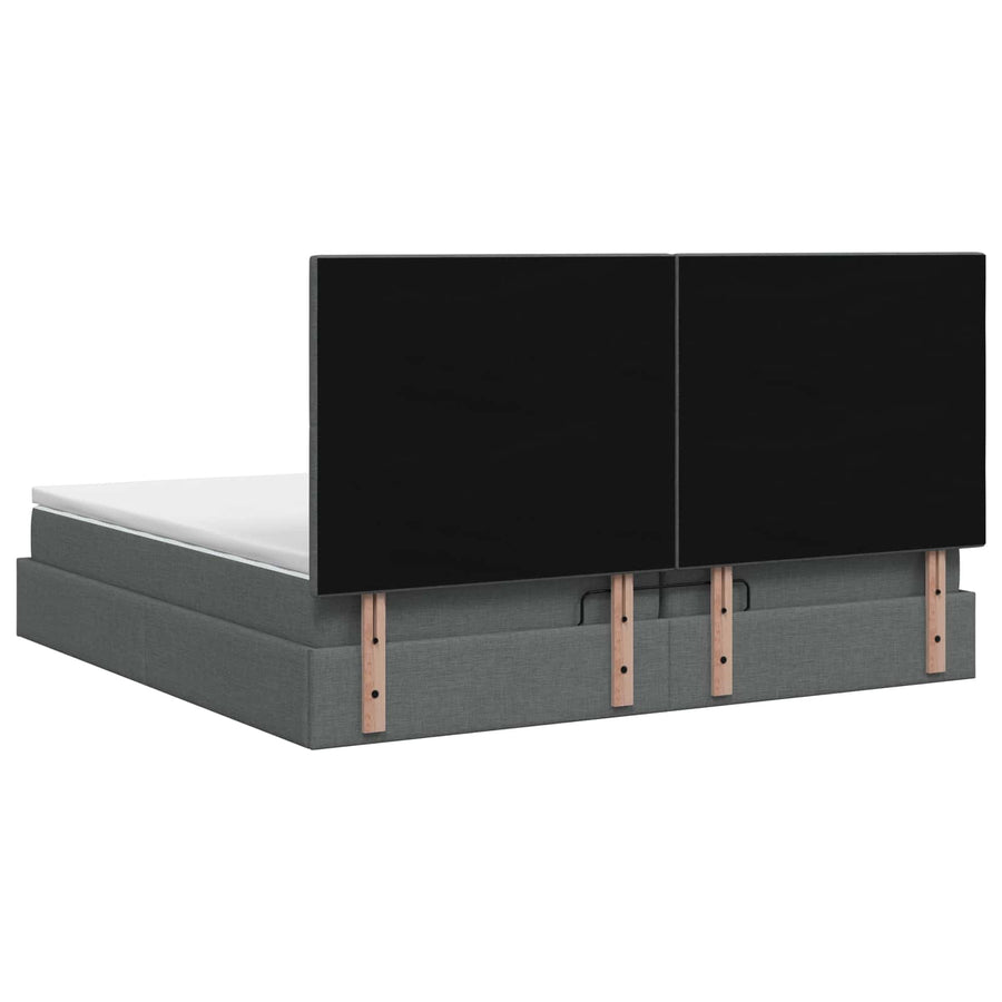 Ottoman bed met matras Donkergrijs 200 x 200 cm Stof