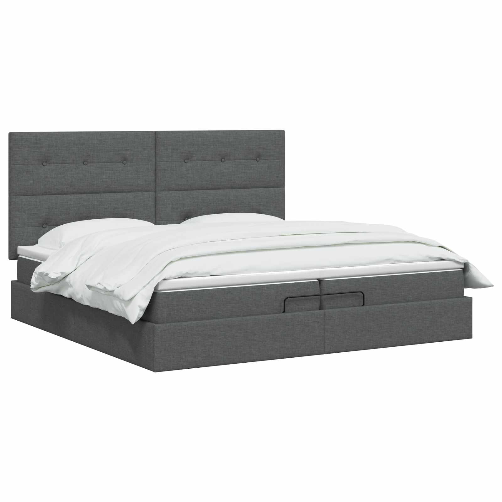 Ottoman bed met matras Donkergrijs 200 x 200 cm Stof