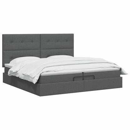 Ottoman bed met matras Donkergrijs 200 x 200 cm Stof