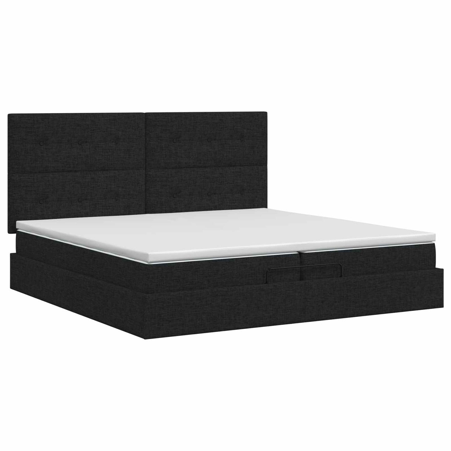 Ottoman bed met matras met hoofdeinde Zwart 200 x 200 cm Stof