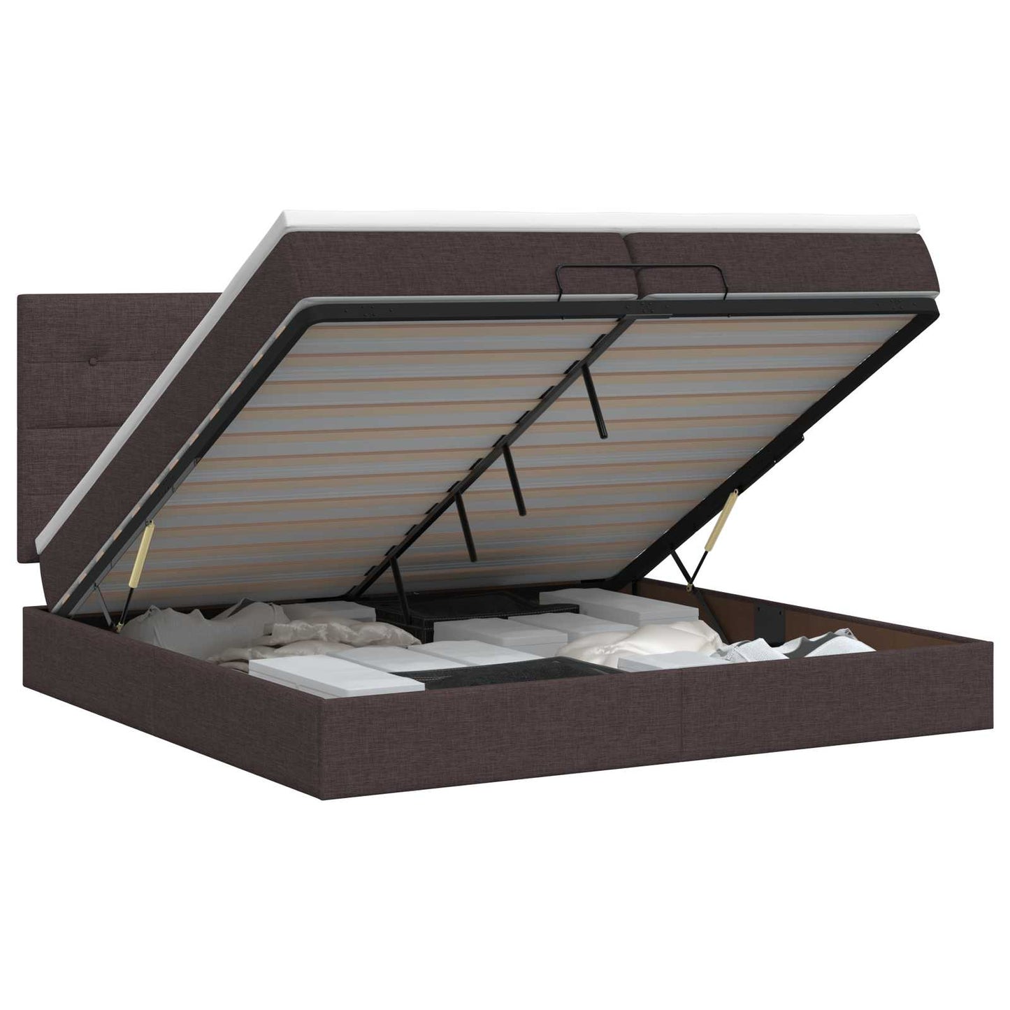 Ottoman bed met matras Donkerbruin 200 x 200 cm Stof