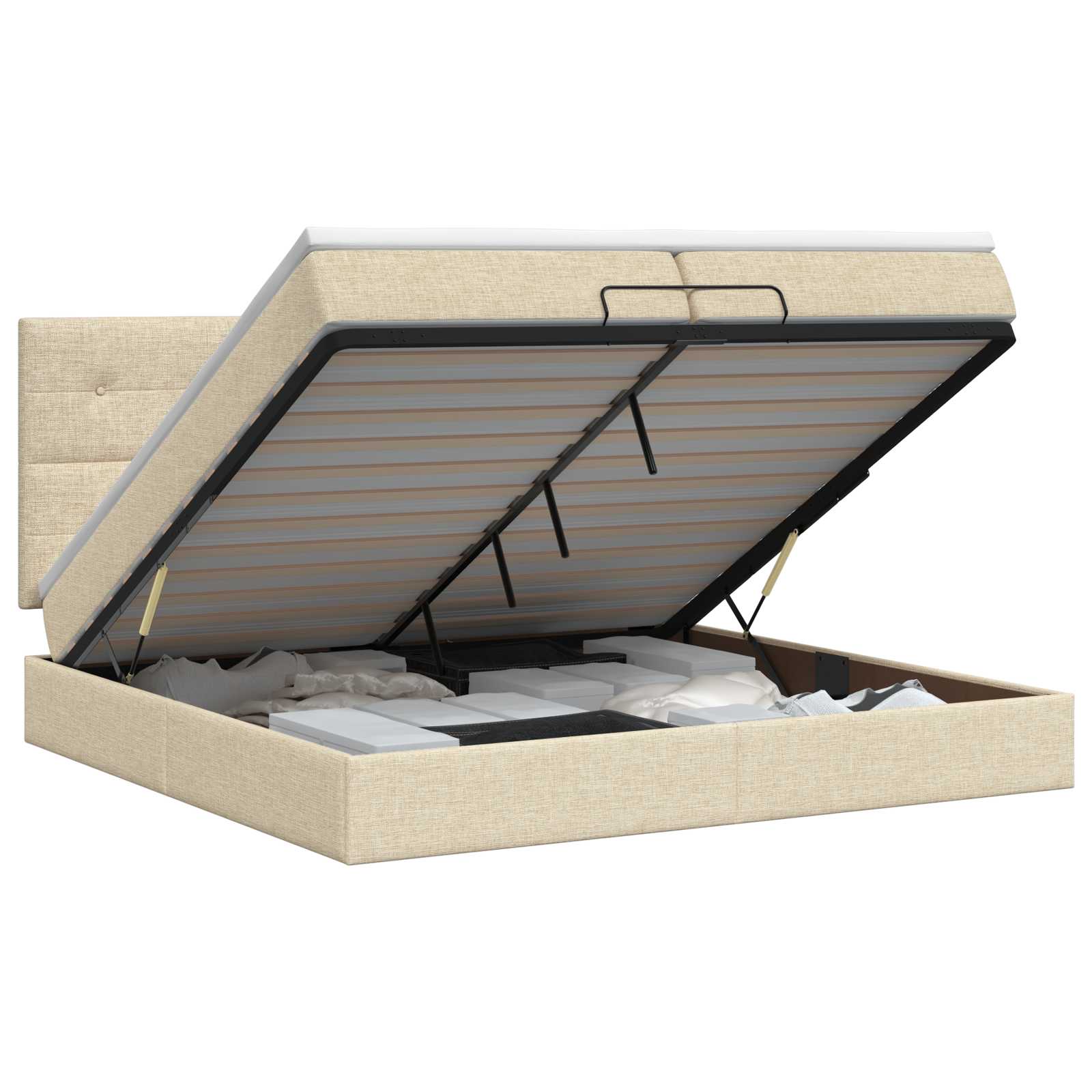 Ottoman bed met matras Crèmekleurig 200 x 200 cm Stof