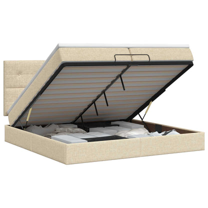 Ottoman bed met matras Crèmekleurig 200 x 200 cm Stof