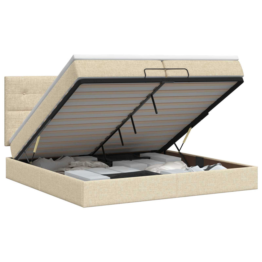 Ottoman bed met matras Crèmekleurig 200 x 200 cm Stof