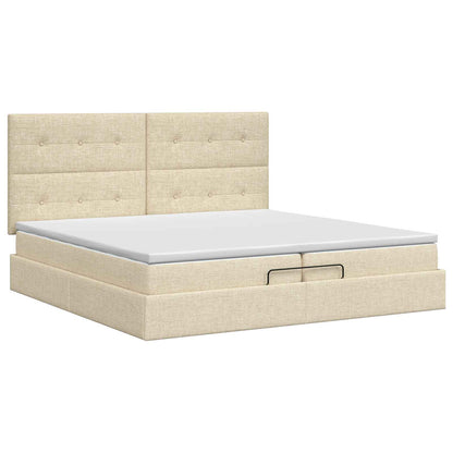Ottoman bed met matras Crèmekleurig 200 x 200 cm Stof