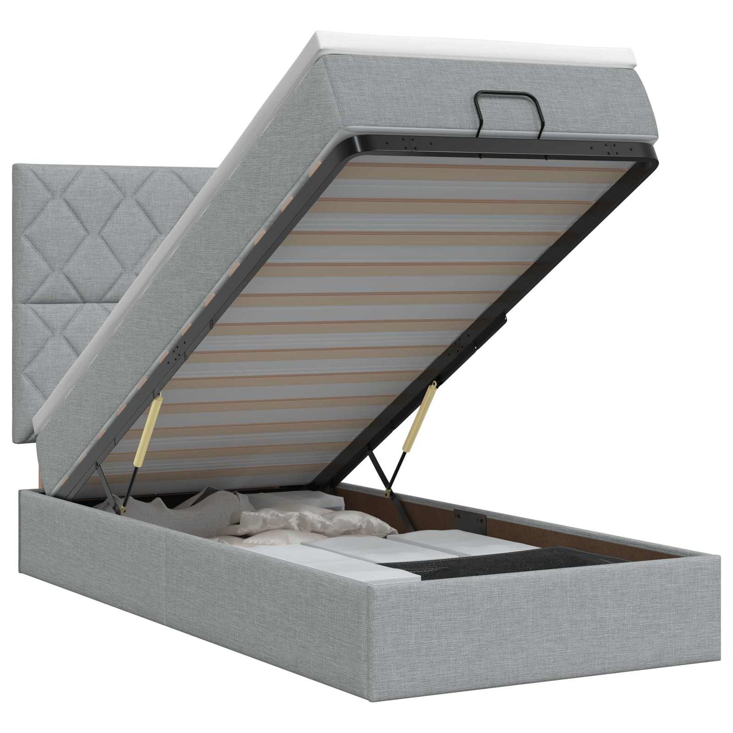 Ottoman bed met matras Lichtgrijs 80 x 200 cm Stof