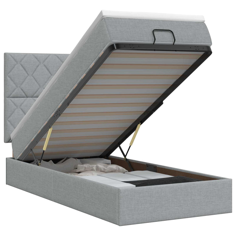 Ottoman bed met matras Lichtgrijs 80 x 200 cm Stof