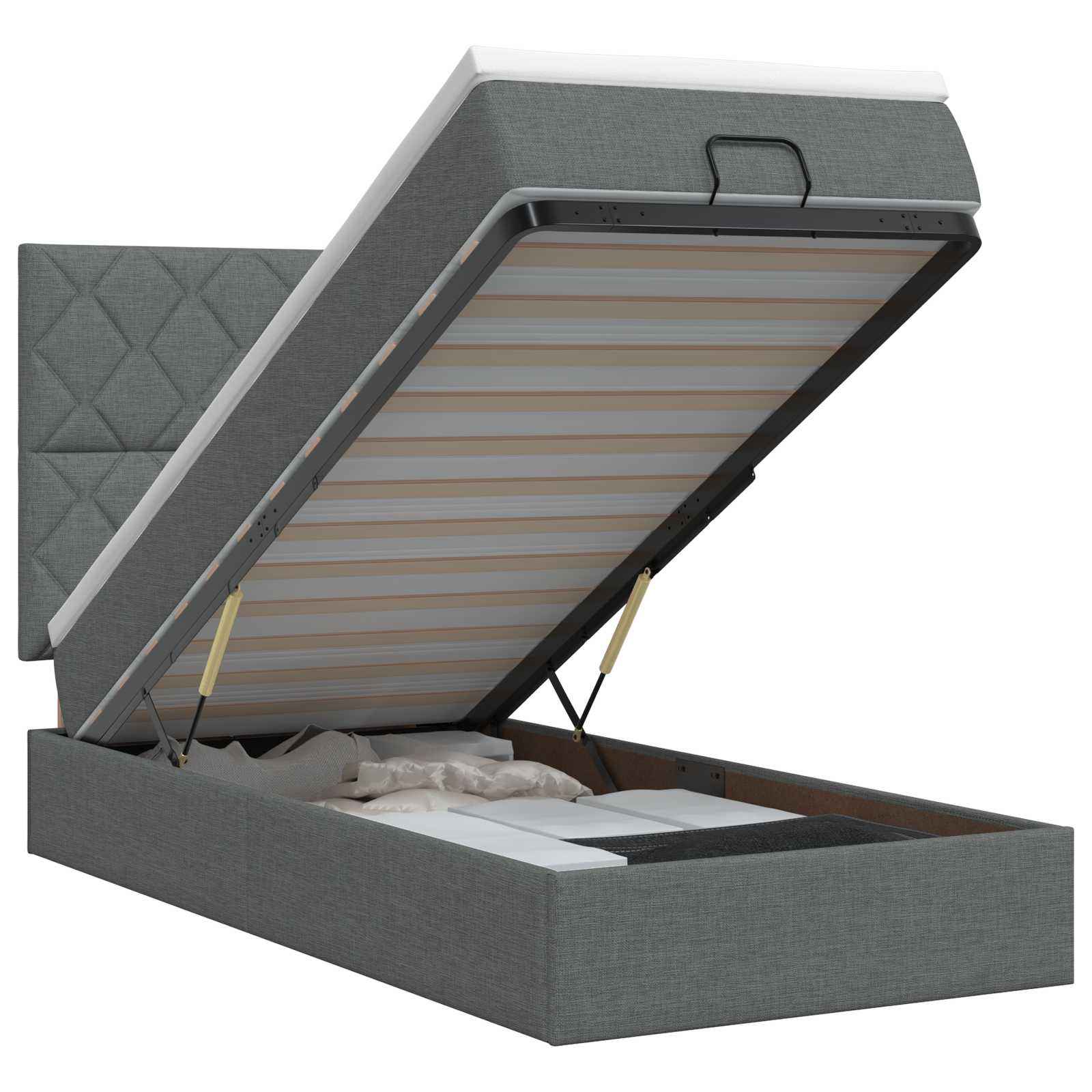 Ottoman bed met matras Donkergrijs 80 x 200 cm Stof