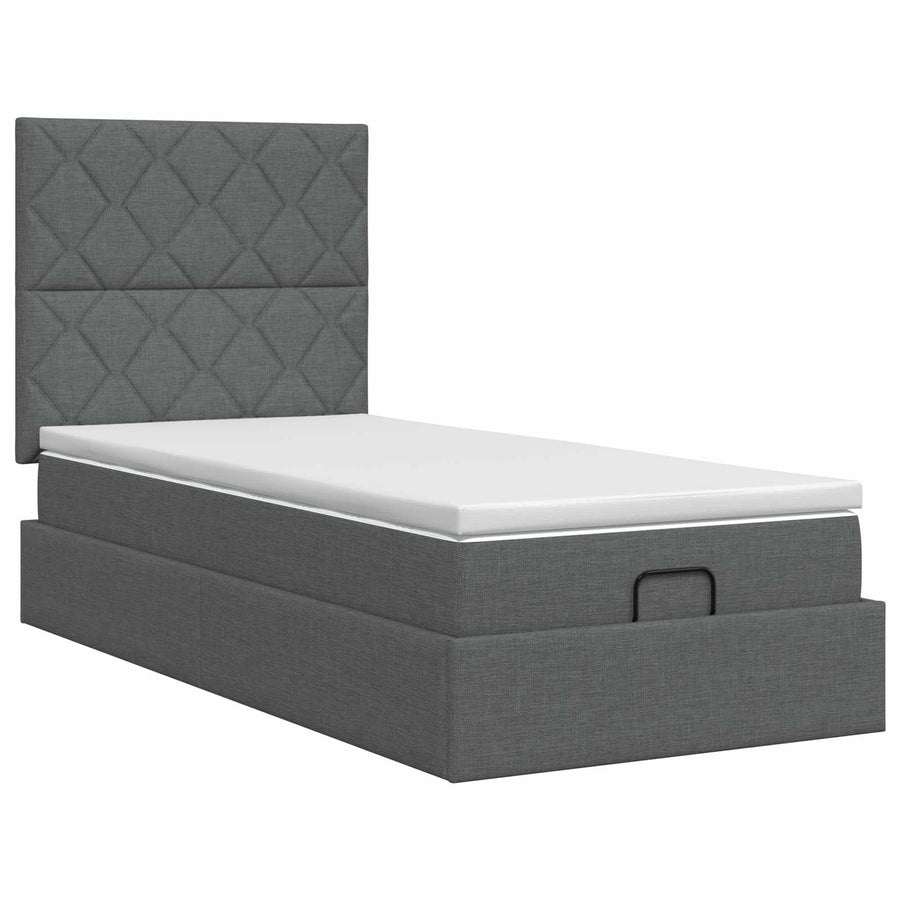 Ottoman bed met matras Donkergrijs 80 x 200 cm Stof