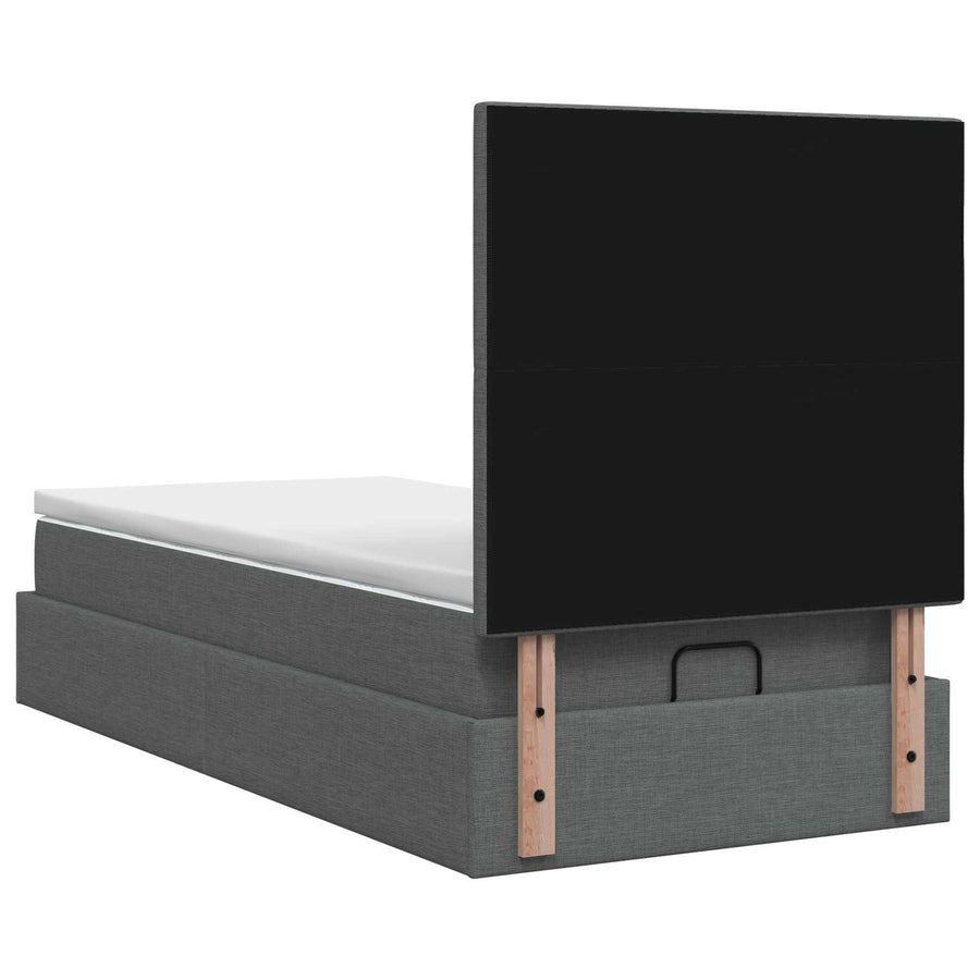 Ottoman bed met matras Donkergrijs 80 x 200 cm Stof