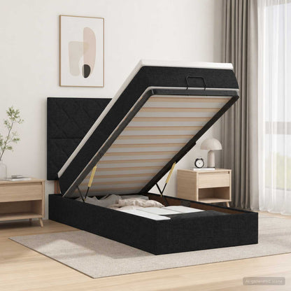 Ottoman Bed met Matrassen en LED Zwart 80 x 200 cm Stof