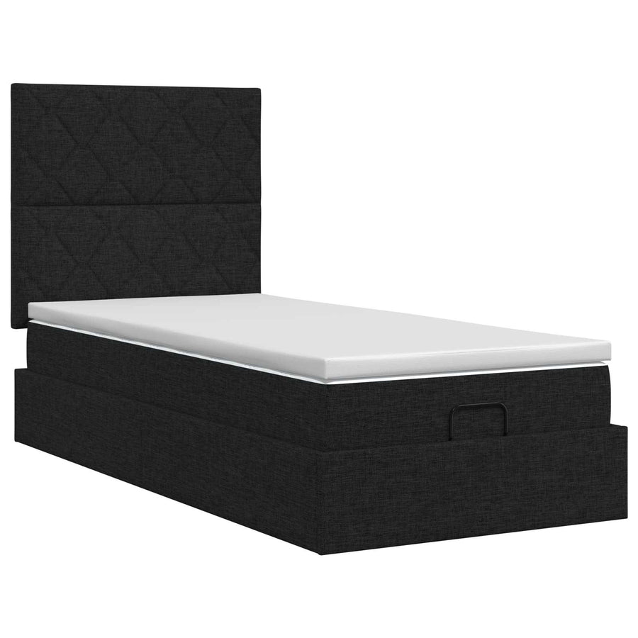Ottoman bed met matras met hoofdeinde Zwart 80 x 200 cm Stof