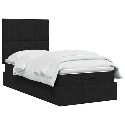 Ottoman bed met matras met hoofdeinde Zwart 80 x 200 cm Stof