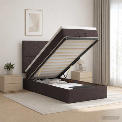 Ottoman bed met matras Donkerbruin 80 x 200 cm Stof