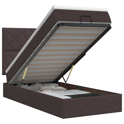 Ottoman bed met matras Donkerbruin 80 x 200 cm Stof