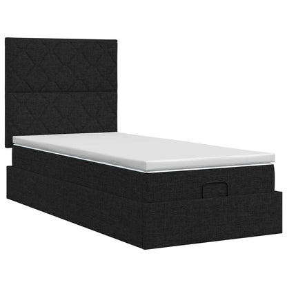 Ottoman bed met matras met hoofdeinde Zwart 90 x 190 cm Stof
