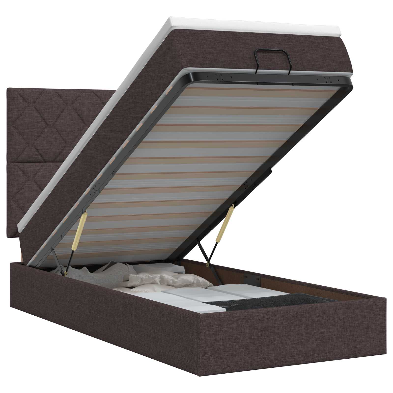 Ottoman bed met matras Donkerbruin 90 x 190 cm Stof