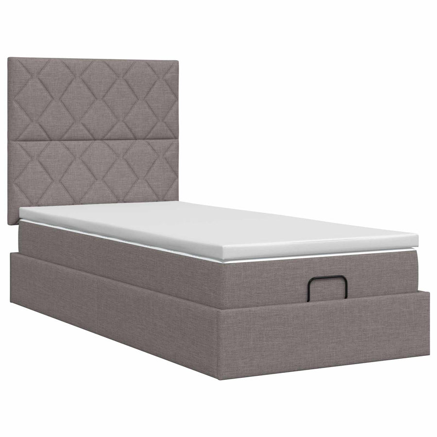 Ottoman bed met matras met hoofdeinde Taupe 90 x 190 cm Stof