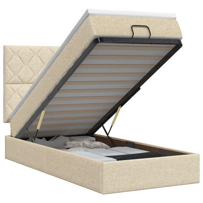 Ottoman bed met matras Crèmekleurig 90 x 190 cm Stof
