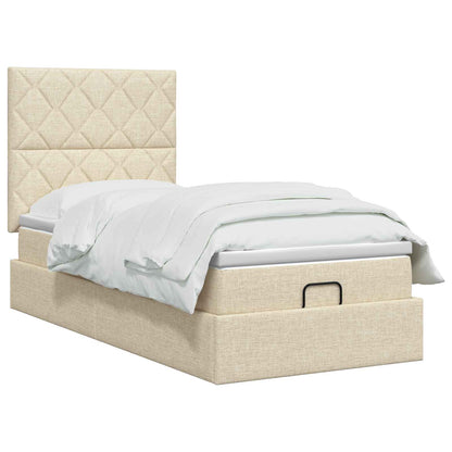 Ottoman bed met matras Crèmekleurig 90 x 190 cm Stof