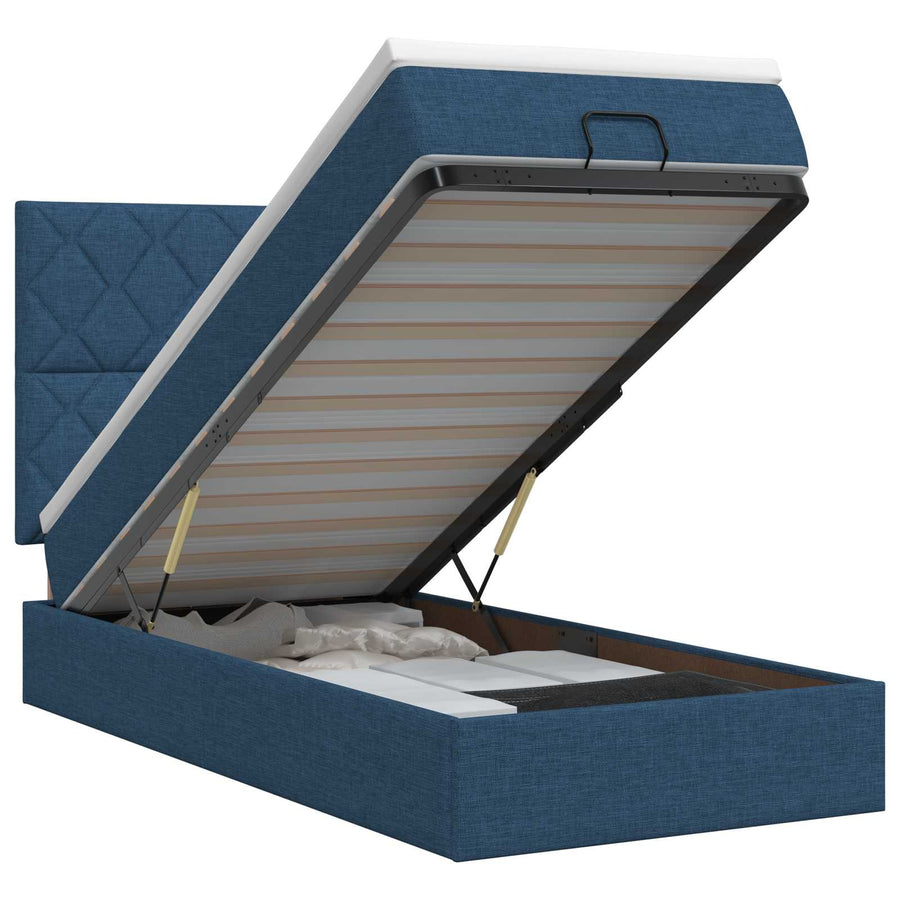 Ottoman bed met matras met hoofdeinde Blauw 90 x 190 cm Stof