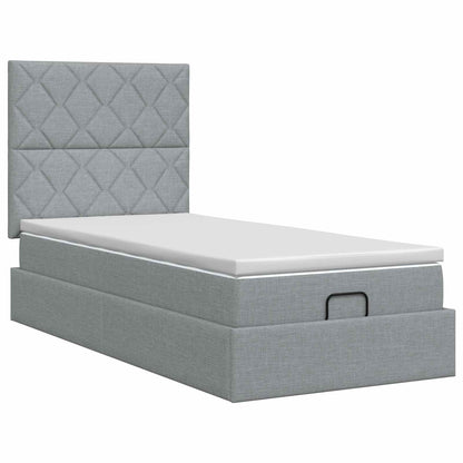 Ottoman bed met matras Lichtgrijs 90 x 200 cm Stof