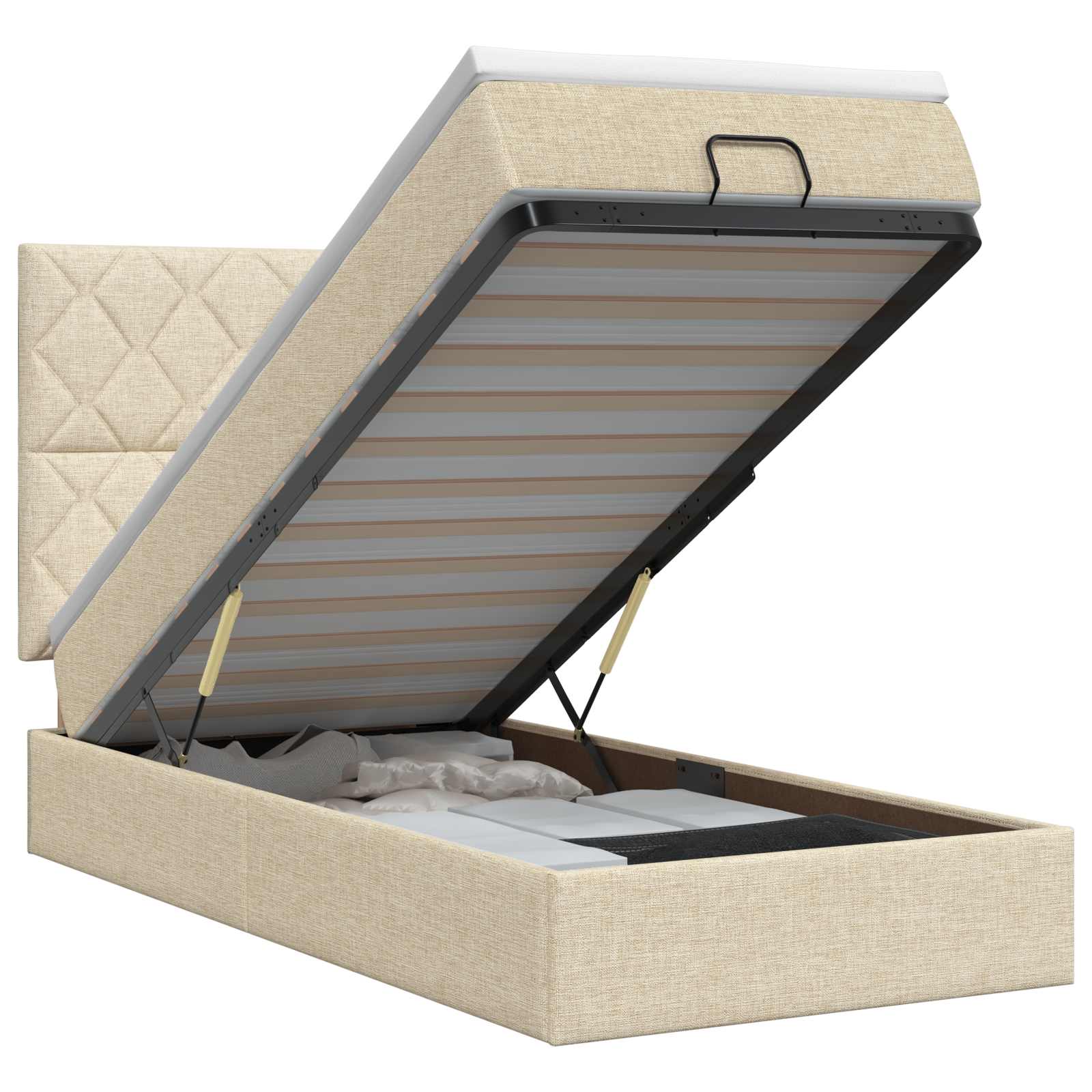 Ottoman bed met matras Crèmekleurig 90 x 200 cm Stof