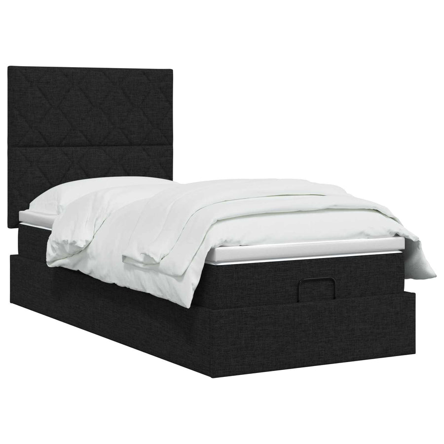 Ottoman bed met matras met hoofdeinde Zwart 100 x 200 cm Stof