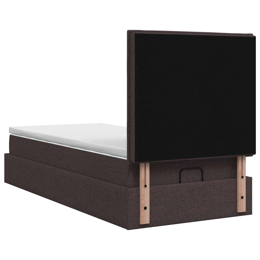 Ottoman bed met matras Donkerbruin 100 x 200 cm Stof