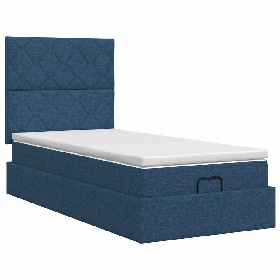 Ottoman bed met matras met hoofdeinde Blauw 100 x 200 cm Stof