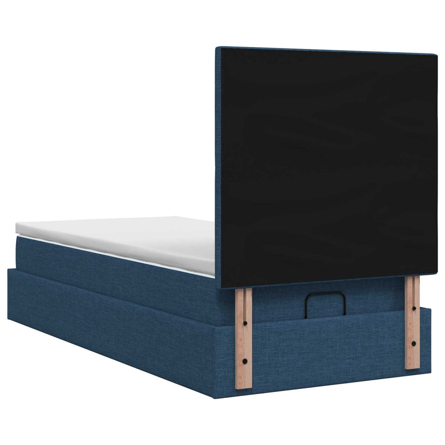 Ottoman bed met matras met hoofdeinde Blauw 100 x 200 cm Stof
