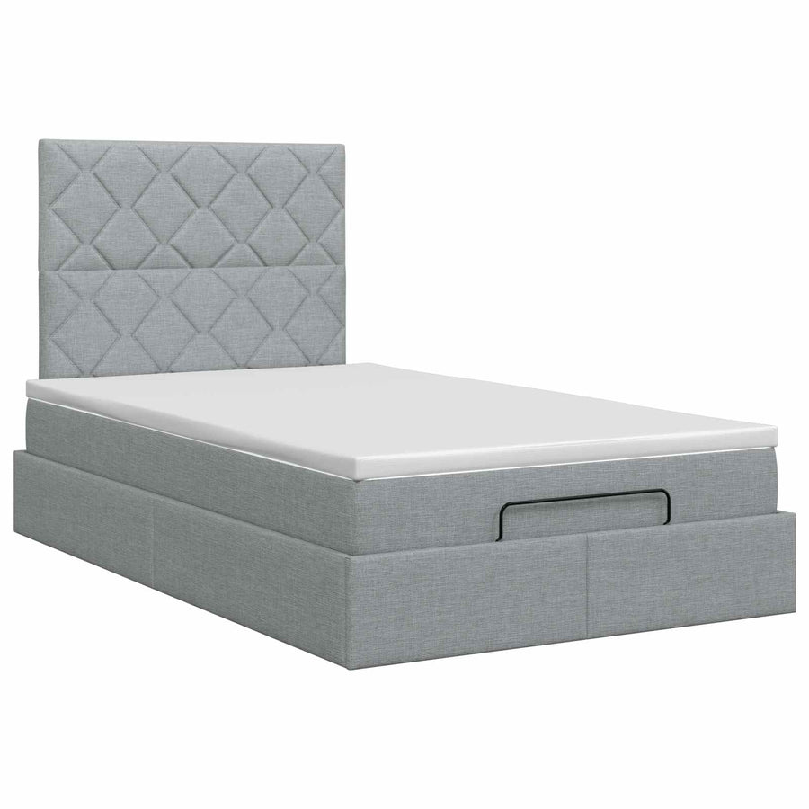 Ottoman bed met matras Lichtgrijs 120 x 190 cm Stof