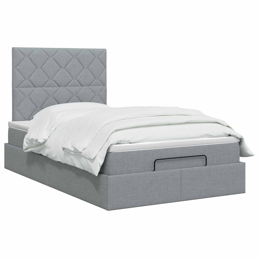 Ottoman bed met matras Lichtgrijs 120 x 190 cm Stof