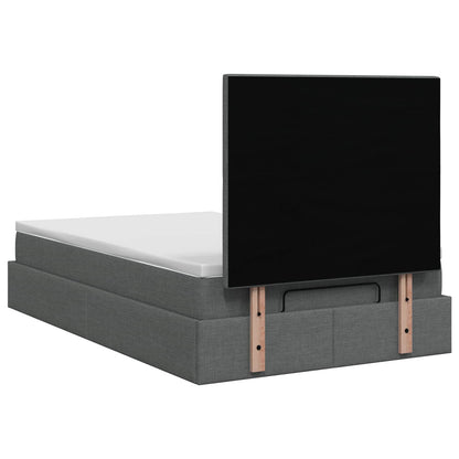 Ottoman bed met matras Donkergrijs 120 x 190 cm Stof
