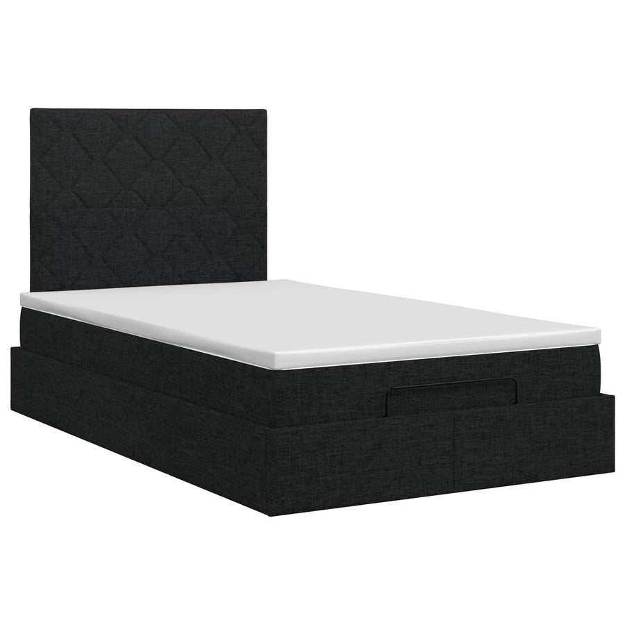 Ottoman bed met matras met hoofdeinde Zwart 120 x 190 cm Stof