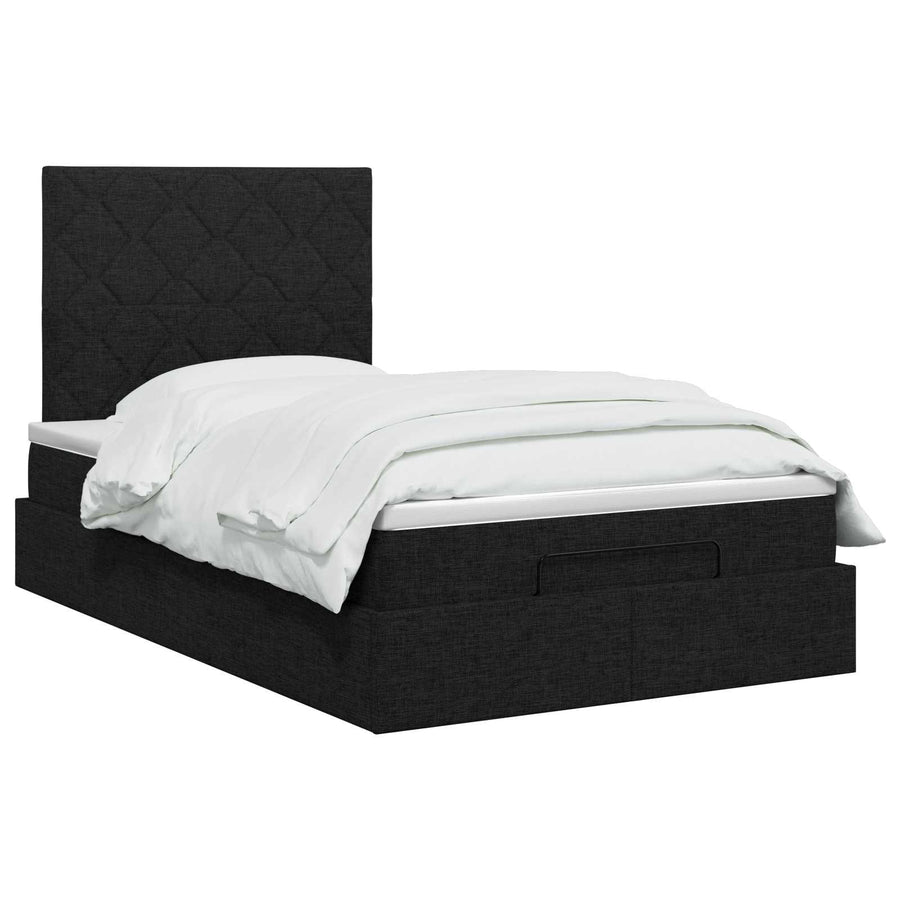 Ottoman bed met matras met hoofdeinde Zwart 120 x 190 cm Stof