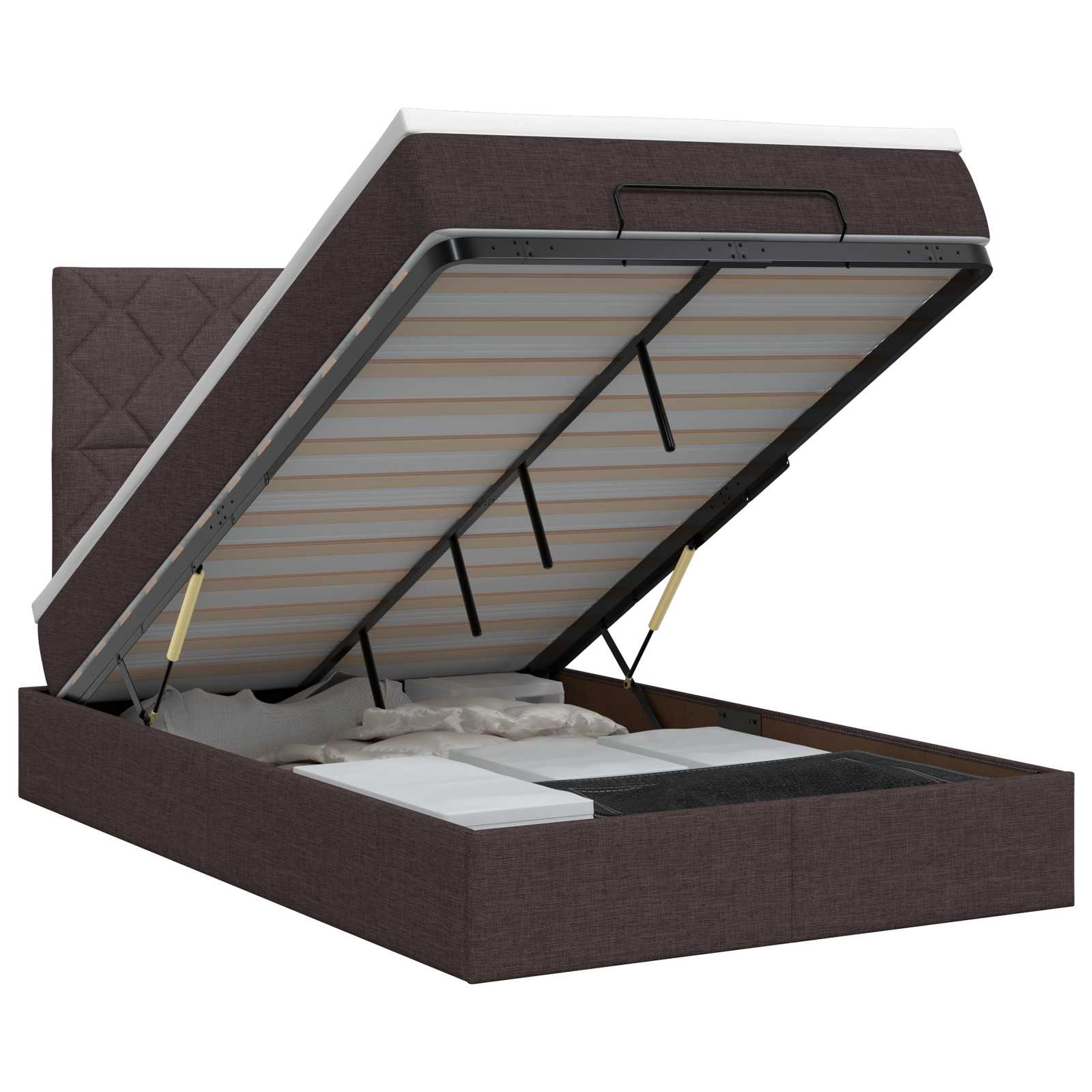 Ottoman bed met matras Donkerbruin 120 x 190 cm Stof