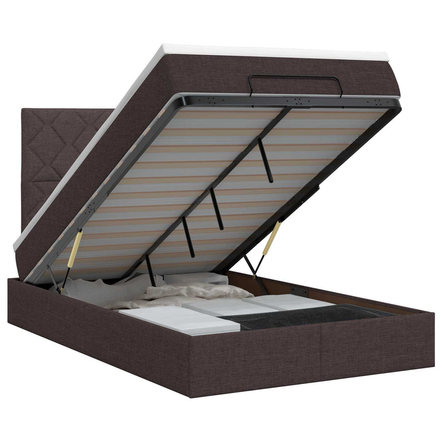 Ottoman bed met matras Donkerbruin 120 x 190 cm Stof