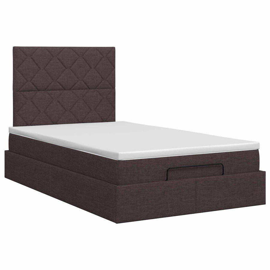 Ottoman bed met matras Donkerbruin 120 x 190 cm Stof