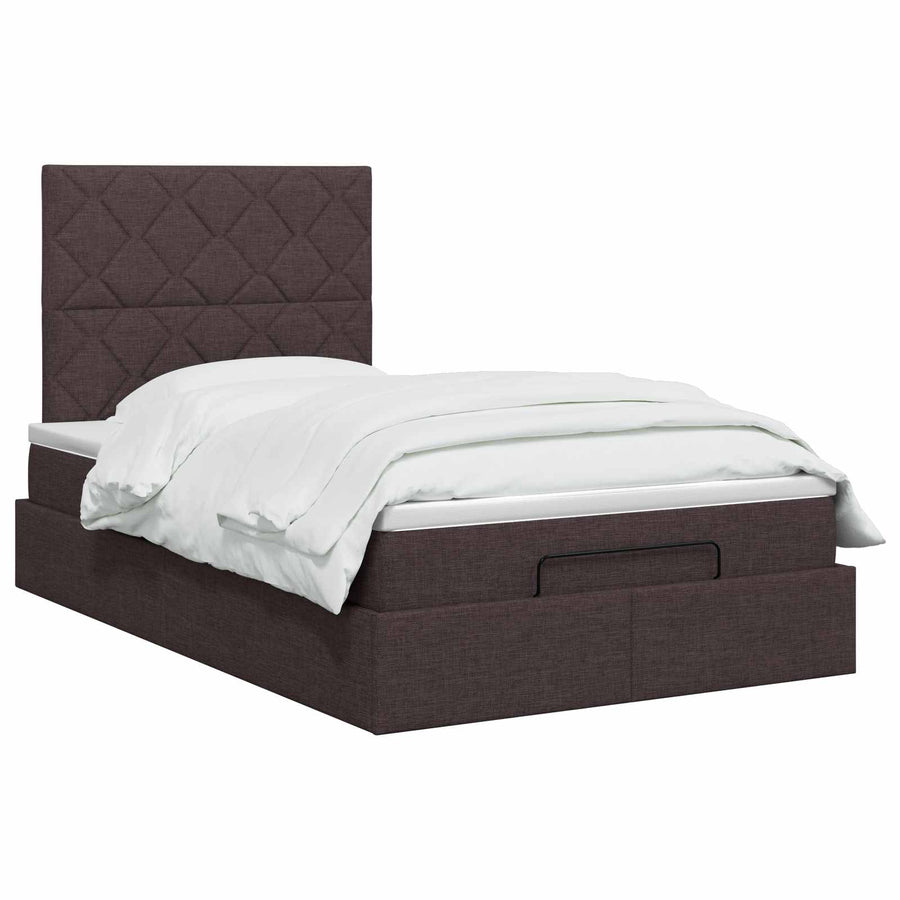 Ottoman bed met matras Donkerbruin 120 x 190 cm Stof