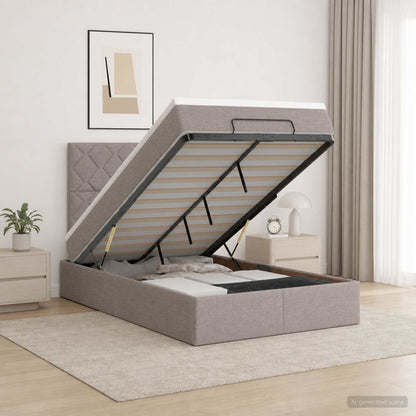 Ottoman bed met matras met hoofdeinde Taupe 120 x 190 cm Stof