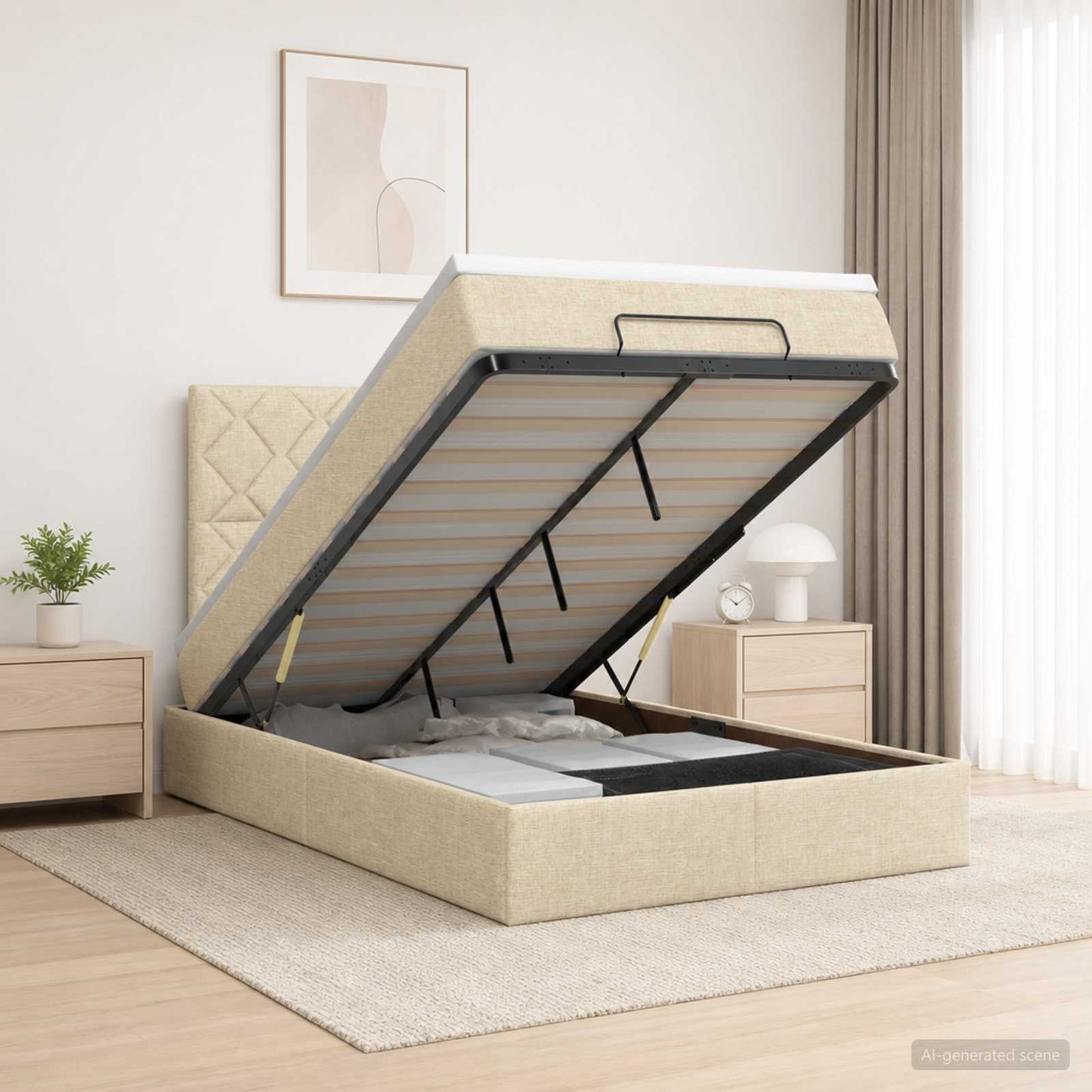 Ottoman bed met matras Crèmekleurig 120 x 190 cm Stof