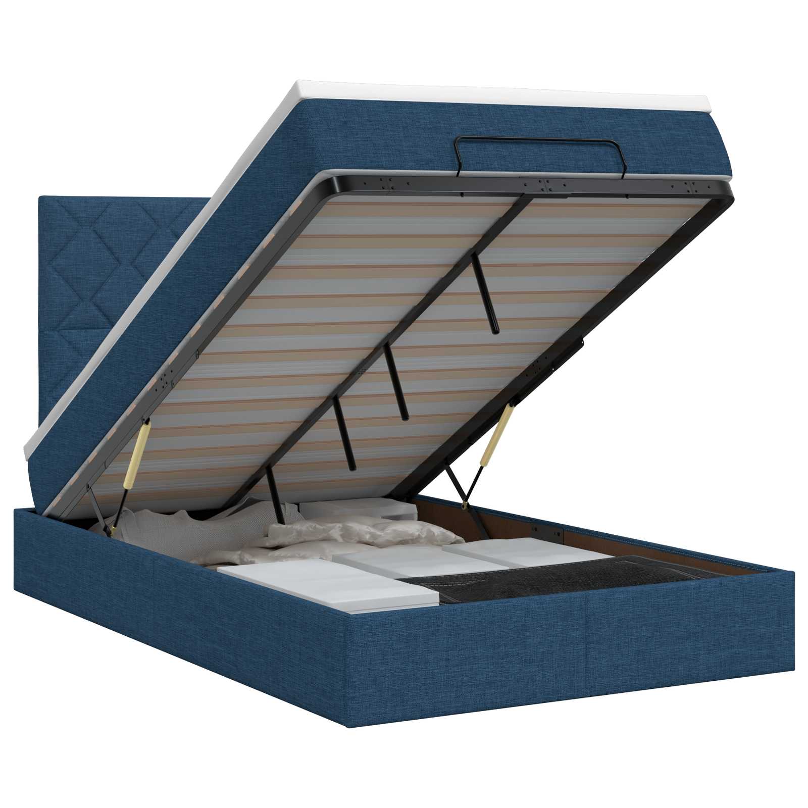 Ottoman bed met matras met hoofdeinde Blauw 120 x 190 cm Stof