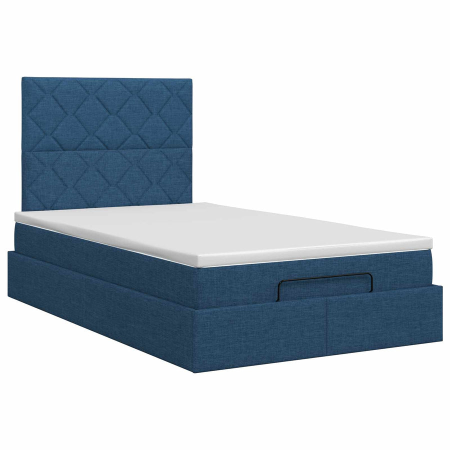 Ottoman bed met matras met hoofdeinde Blauw 120 x 190 cm Stof