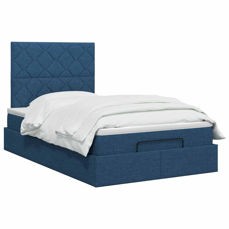 Ottoman bed met matras met hoofdeinde Blauw 120 x 190 cm Stof