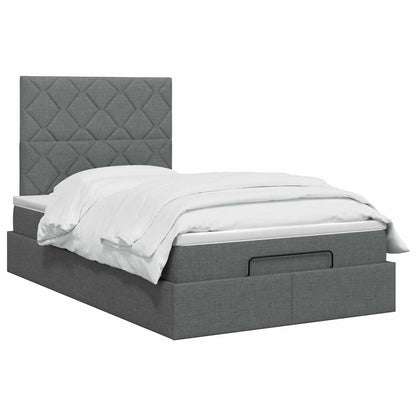 Ottoman bed met matras Donkergrijs 120 x 200 cm Stof
