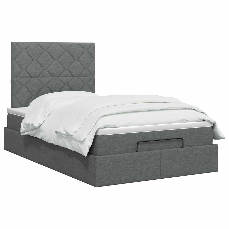 Ottoman bed met matras Donkergrijs 120 x 200 cm Stof