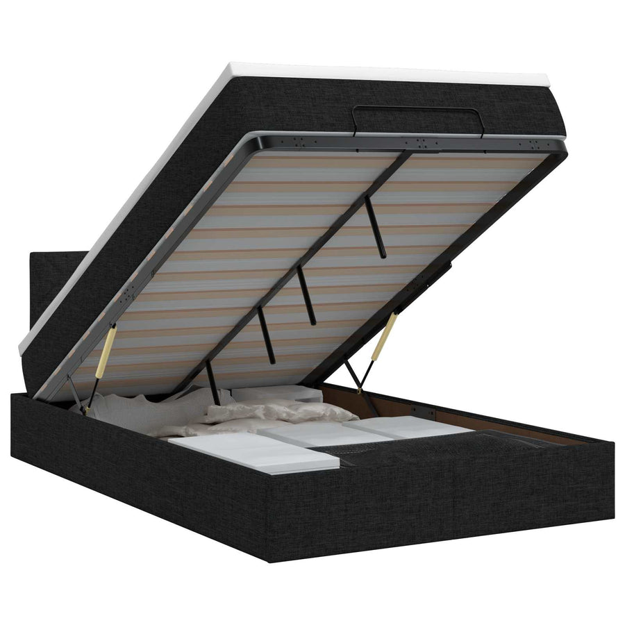Ottoman bed met matras met hoofdeinde Zwart 120 x 200 cm Stof